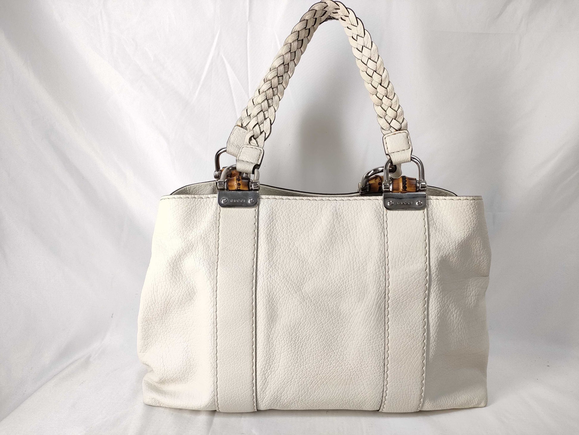 GUCCI GUCCI Bamboo Braided Leather Tote Bag