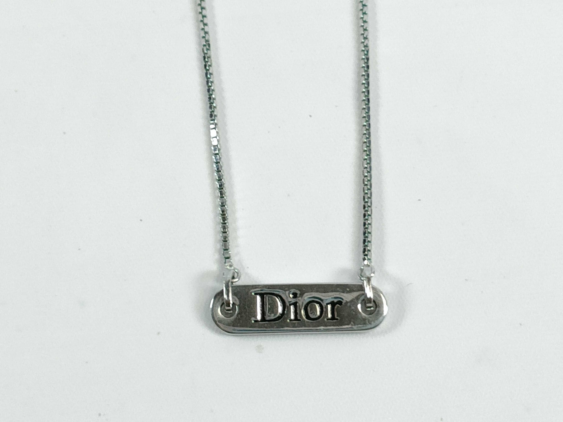 Dior Dior logo plate necklace