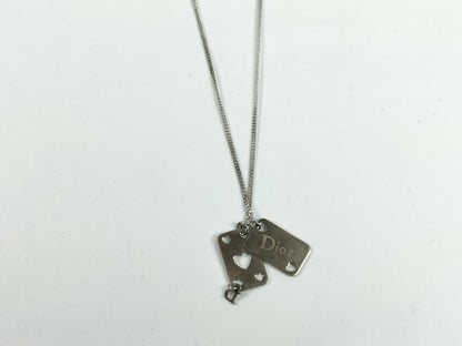 Dior D logo playing card plate necklace