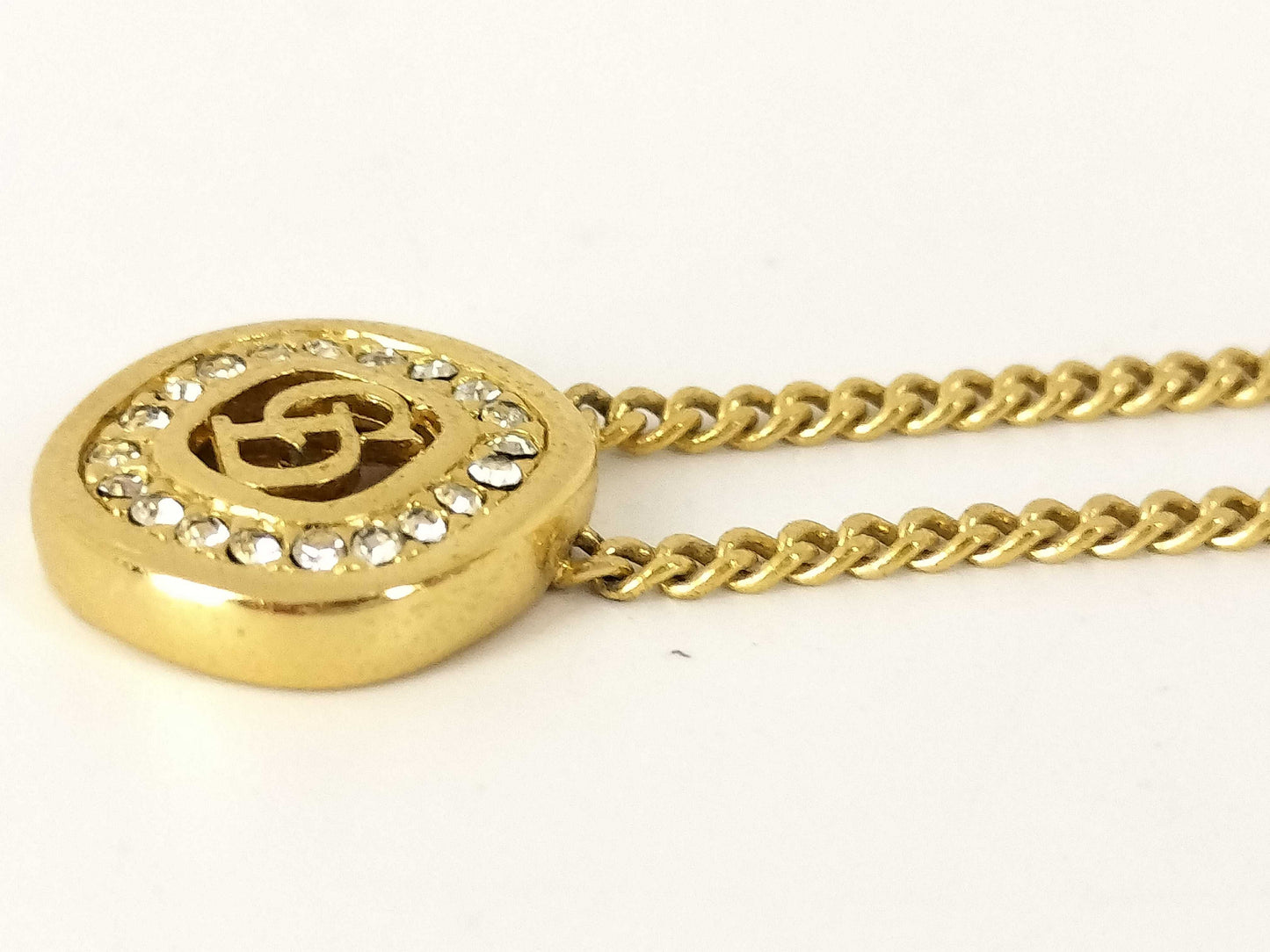 Dior CD logo rhinestone necklace