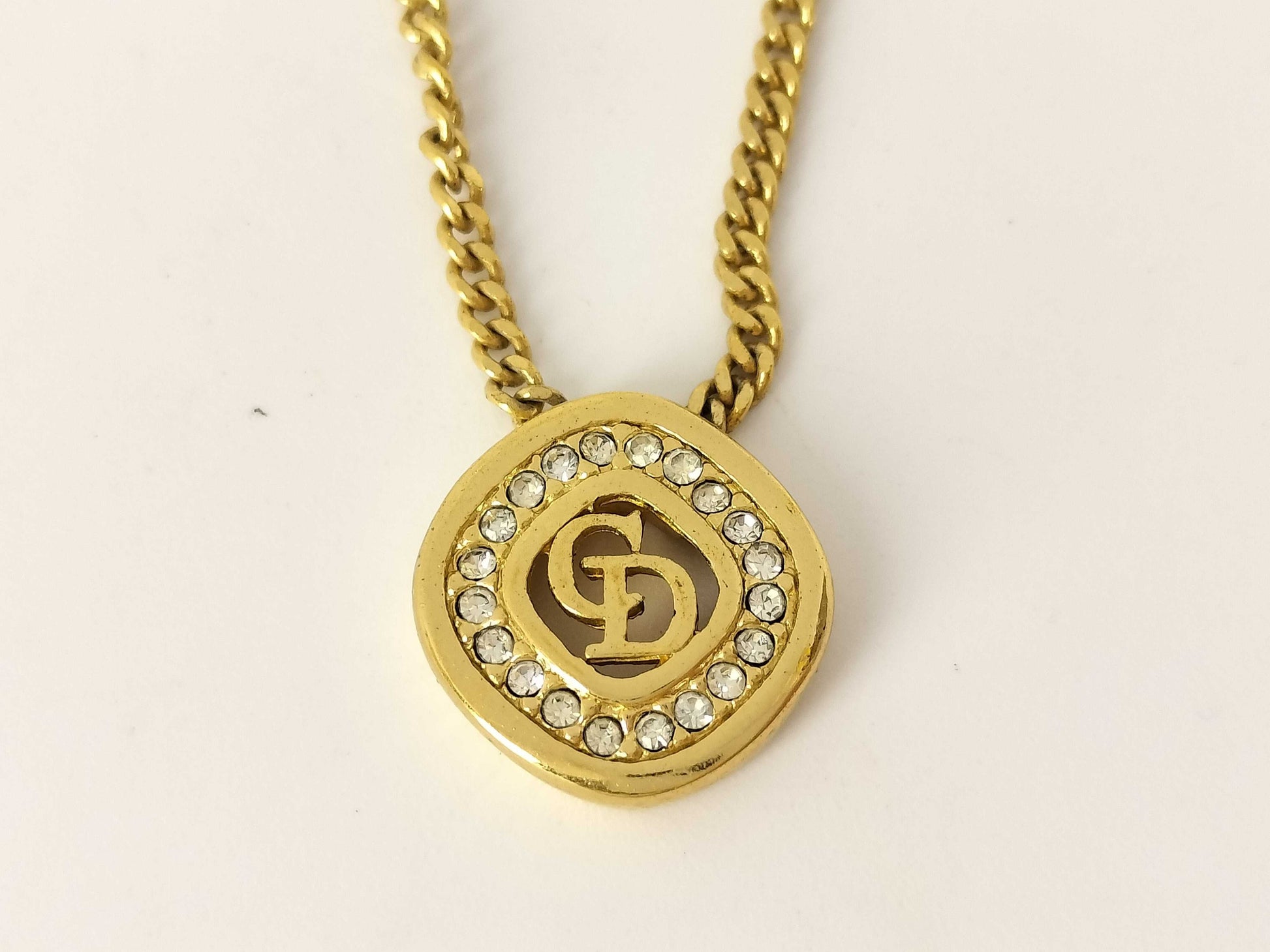 Dior CD logo rhinestone necklace