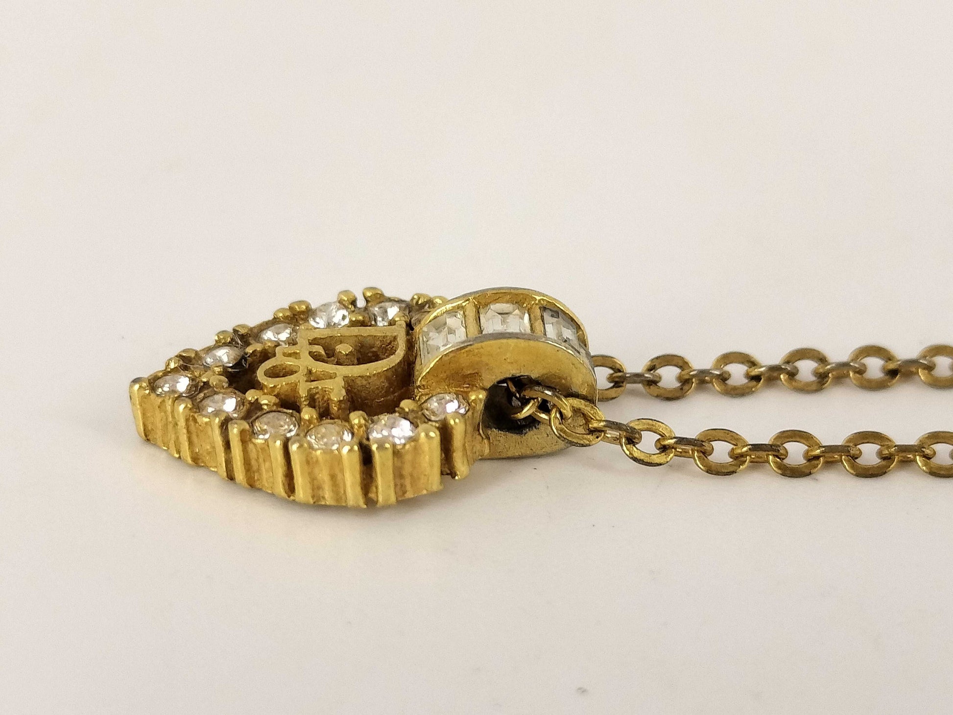 Dior CD Heart Rhinestone Necklace