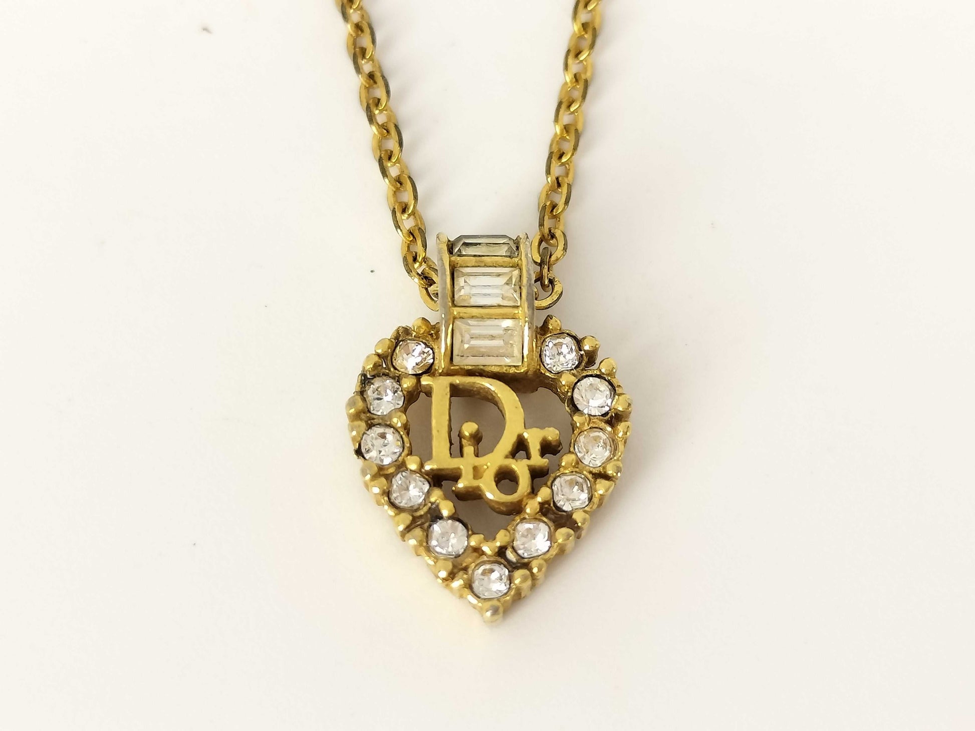 Dior CD Heart Rhinestone Necklace