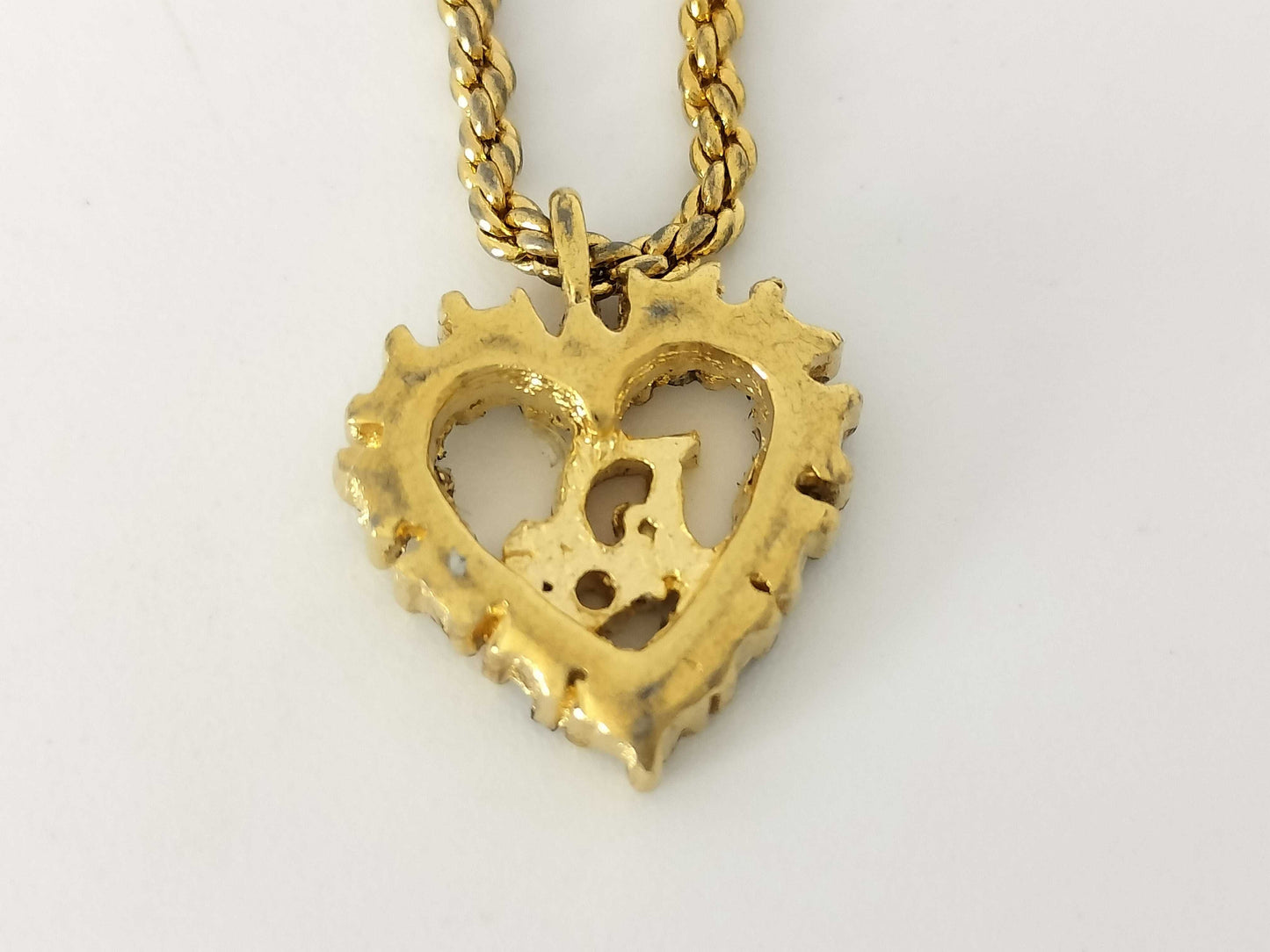 Dior Dior Logo Heart Rhinestone Necklace