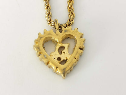 Dior Dior Logo Heart Rhinestone Necklace