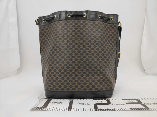 CELINE Macadam Drawstring Shoulder Bag, Black