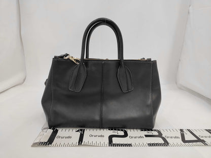 TODS Leather D-Styling D-Bag 2-Way Handbag Black