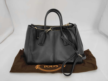 TODS Leather D-Styling D-Bag 2-Way Handbag Black