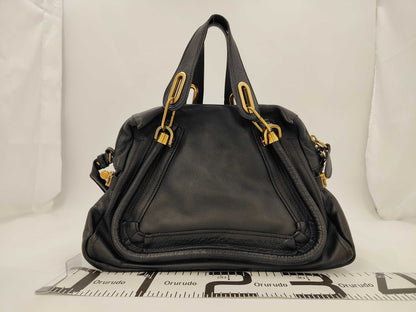 Chloe Leather Paraty 2-Way Handbag, Black