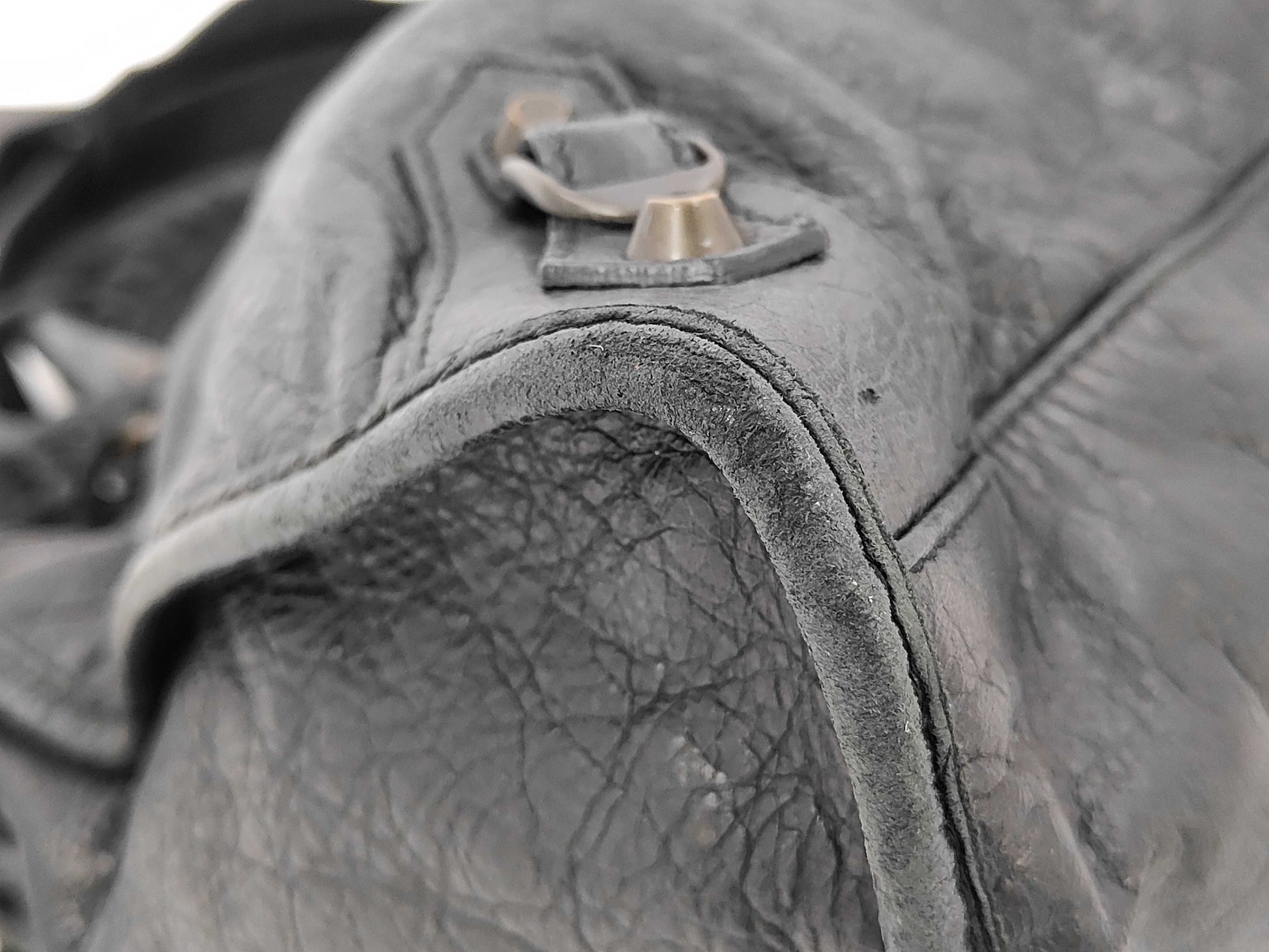 BALENCIAGA The City 115748 Leather Shoulder Bag with Black Strap and Mirror