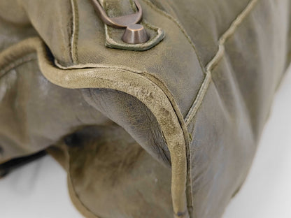 BALENCIAGA The City 115748 Lambskin Olive Strap Shoulder Bag with Mirror and Interchangeable Strap