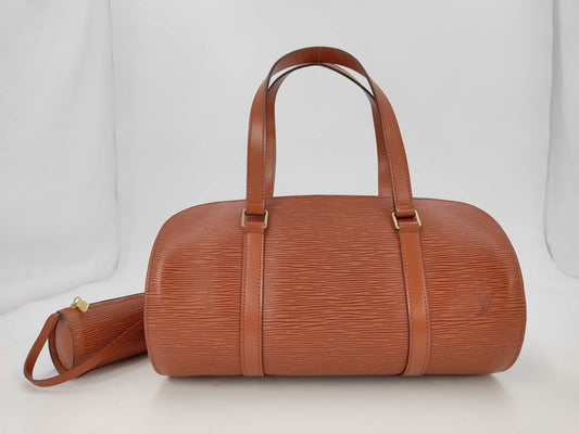 LOUIS VUITTON Epi Soufflot Camel Handbag with Pouch