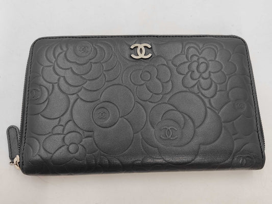 CHANEL CHANEL Organizer Camellia Coco Mark Long Wallet Leather Wallet