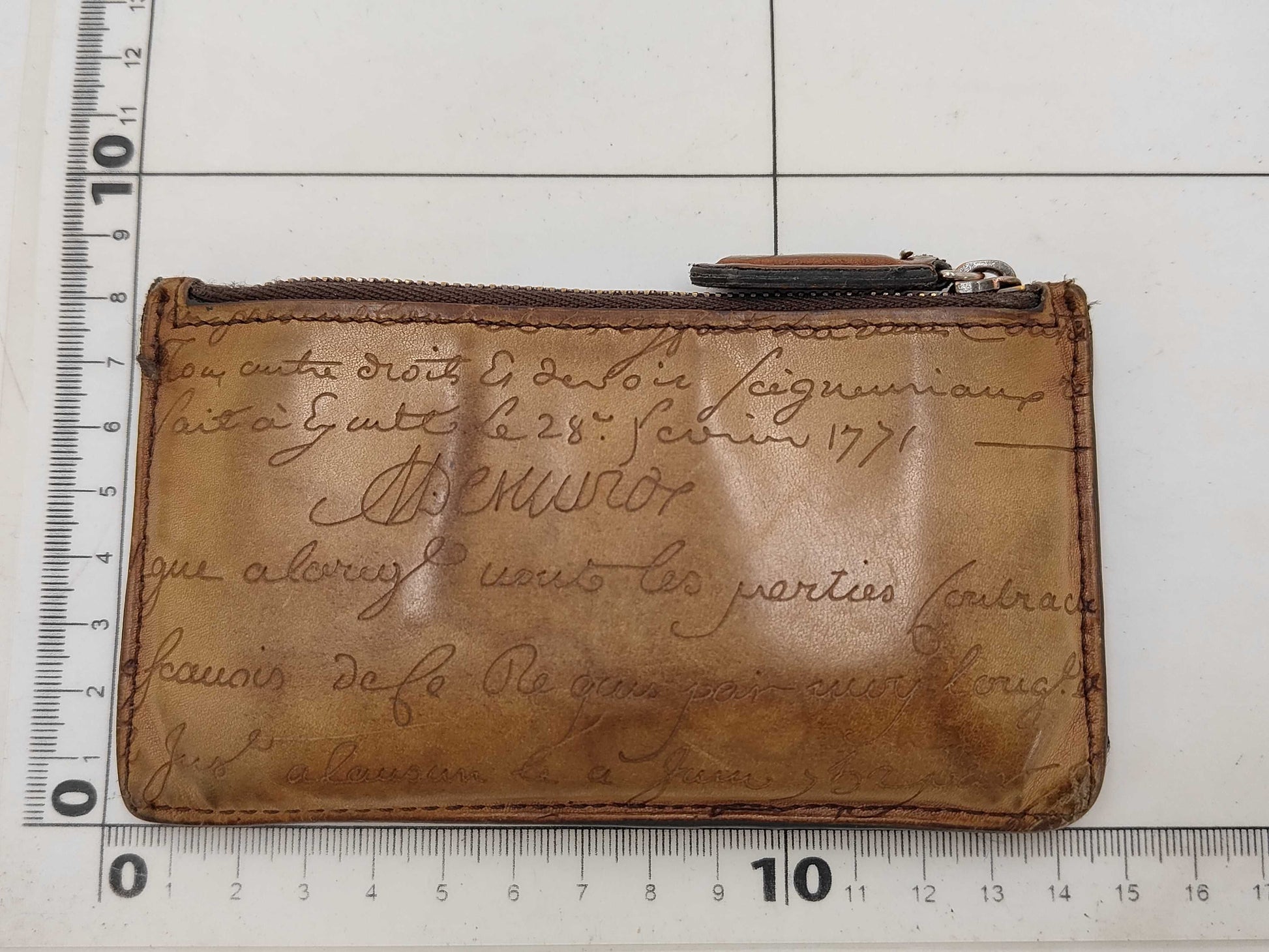 Berluti Calligraphy Card Case Brown Coin Case