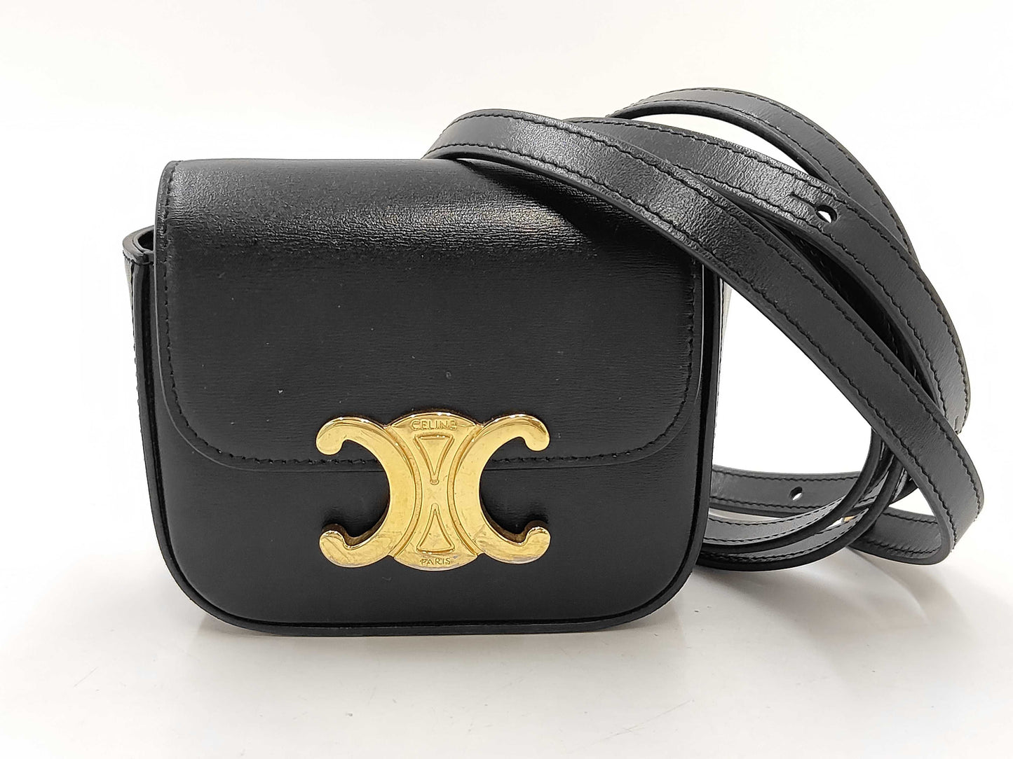 CELINE Mini Claude Leather Black Shoulder Bag