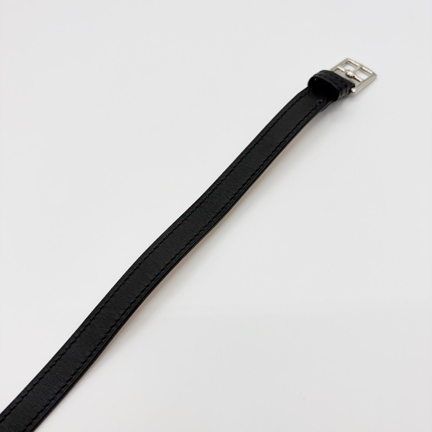 HERMES Etrivière Leather Bracelet, Black, J Stamped, Bracelet/Bangle