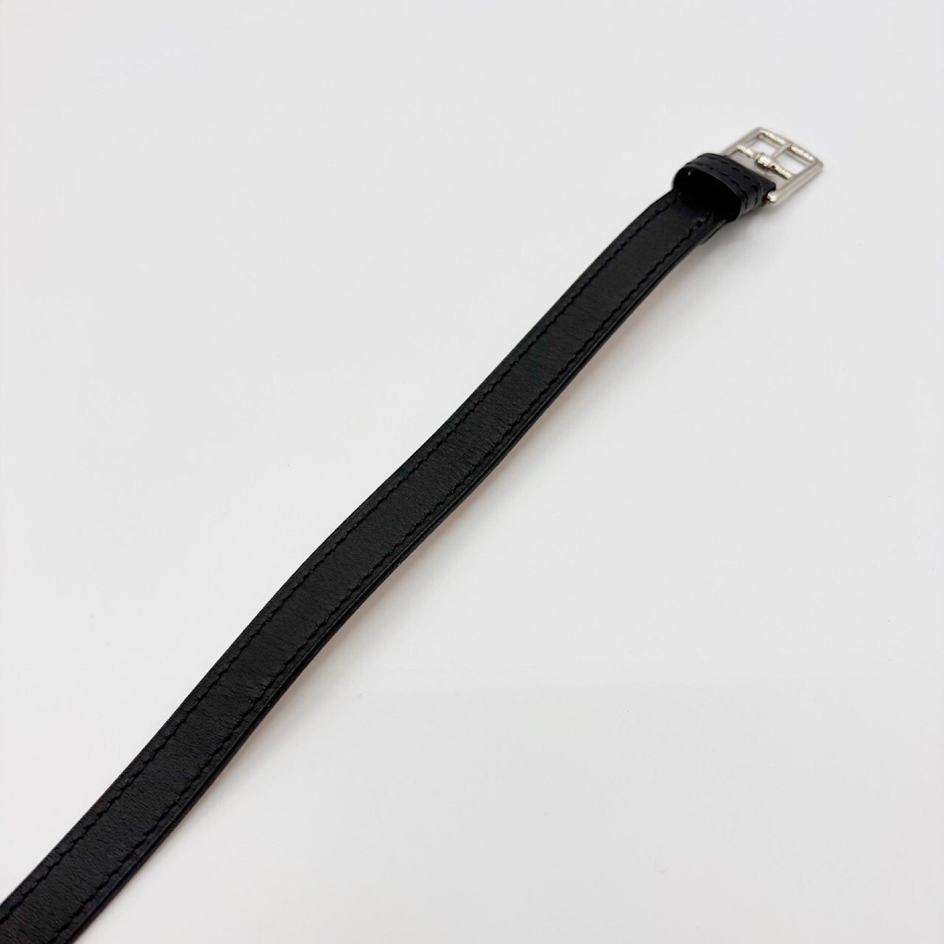 HERMES Etrivière Leather Bracelet, Black, J Stamped, Bracelet/Bangle