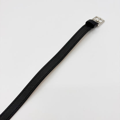 HERMES Etrivière Leather Bracelet, Black, J Stamped, Bracelet/Bangle