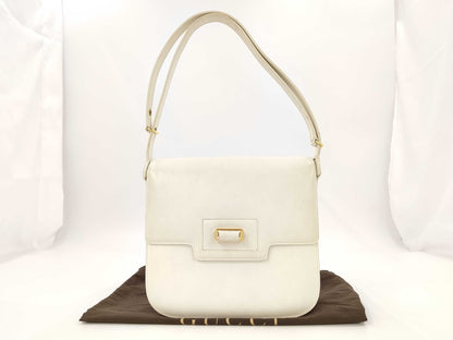 GUCCI Old GUCCI White Leather Shoulder Bag