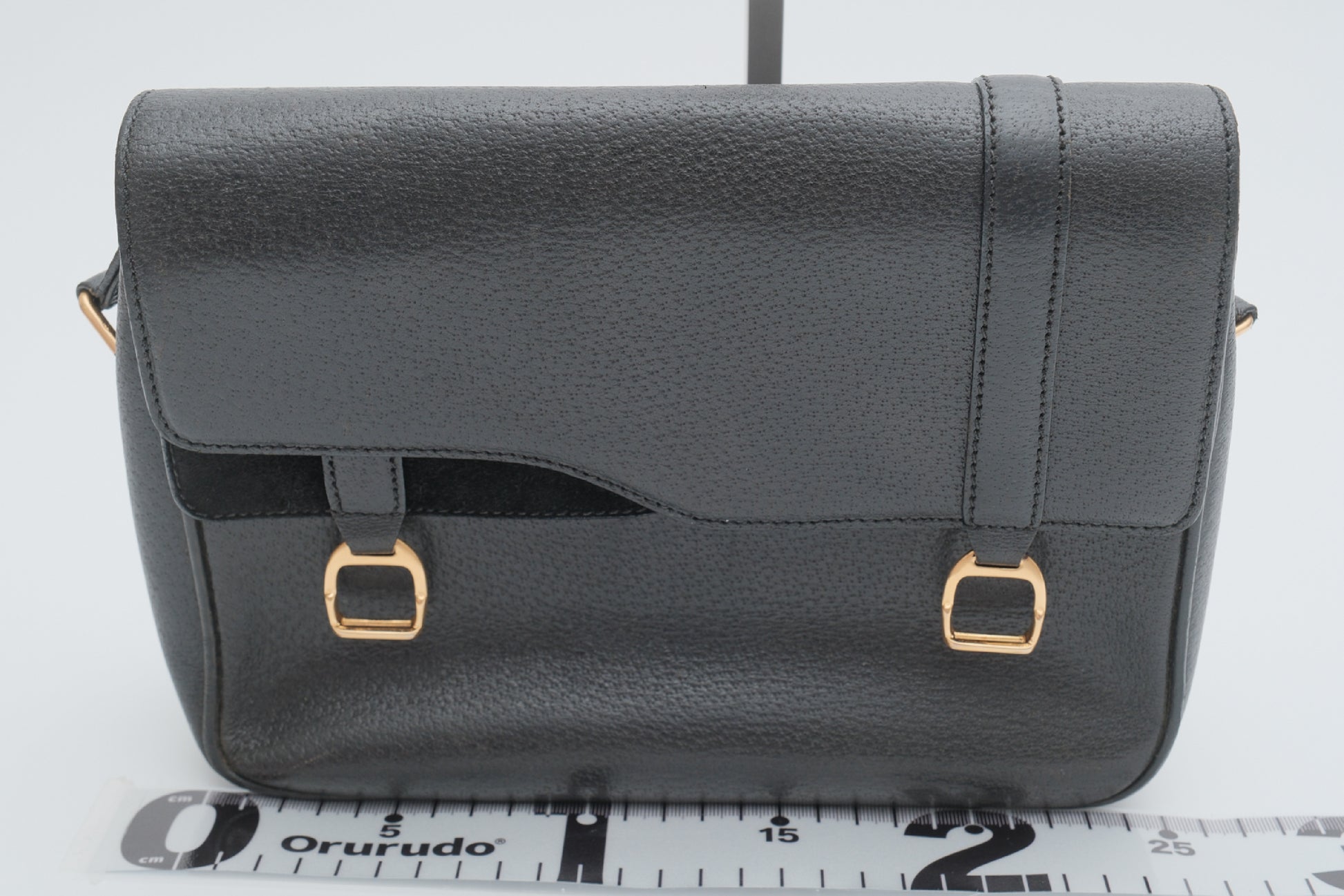 GUCCI Old Gucci Suede Saddle Bag Vintage Black Shoulder Bag