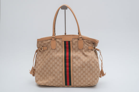 GUCCI GG Sherry Line Horsebit Tote Bag