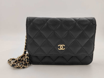 CHANEL CHANEL Black Caviar Skin Mini Matelasse Chain Shoulder Bag