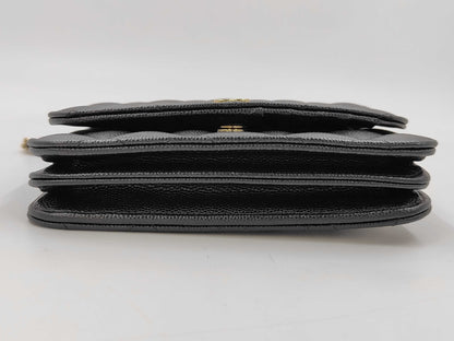 CHANEL CHANEL Black Caviar Skin Mini Matelasse Chain Shoulder Bag