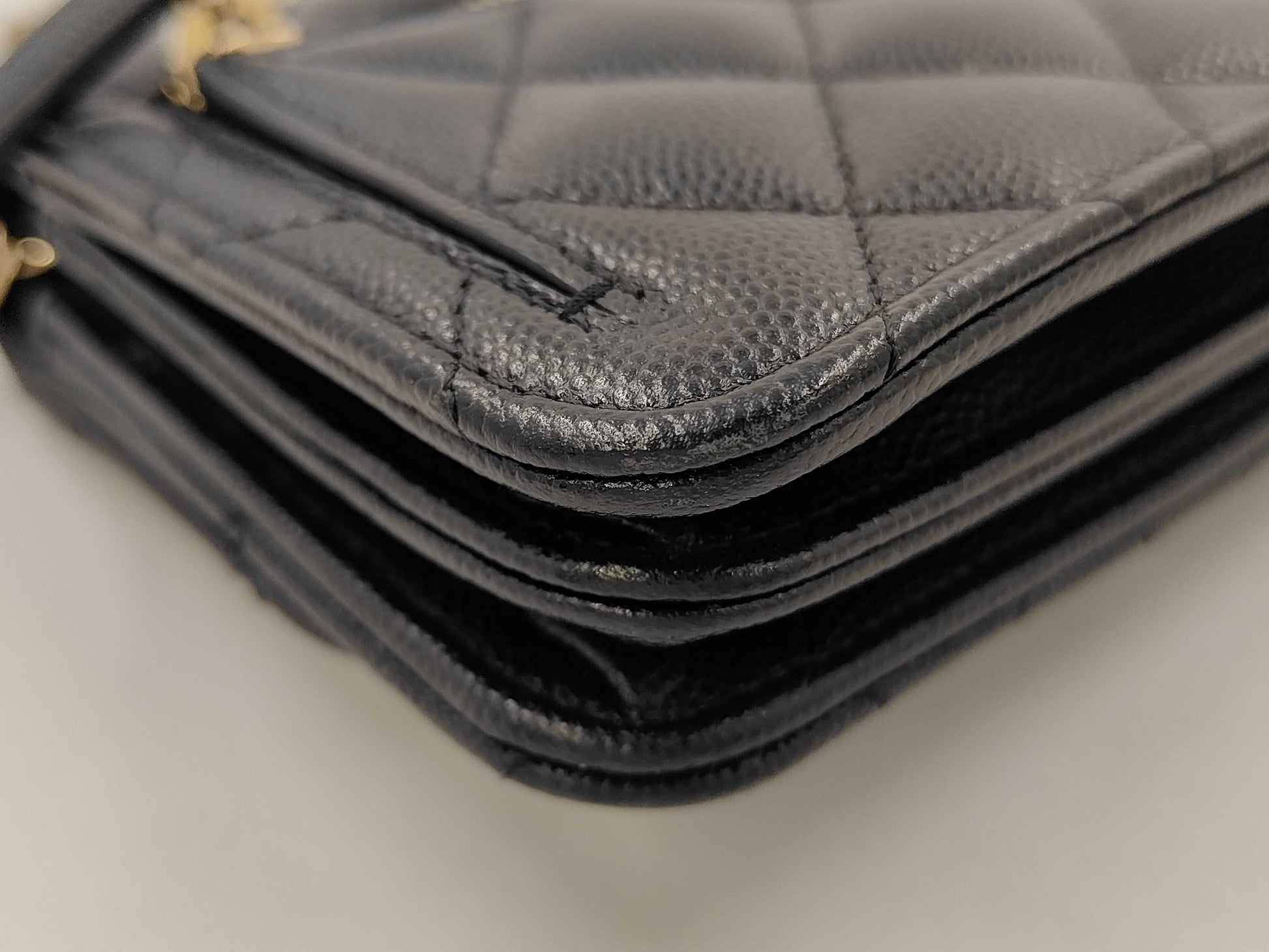 CHANEL CHANEL Black Caviar Skin Mini Matelasse Chain Shoulder Bag