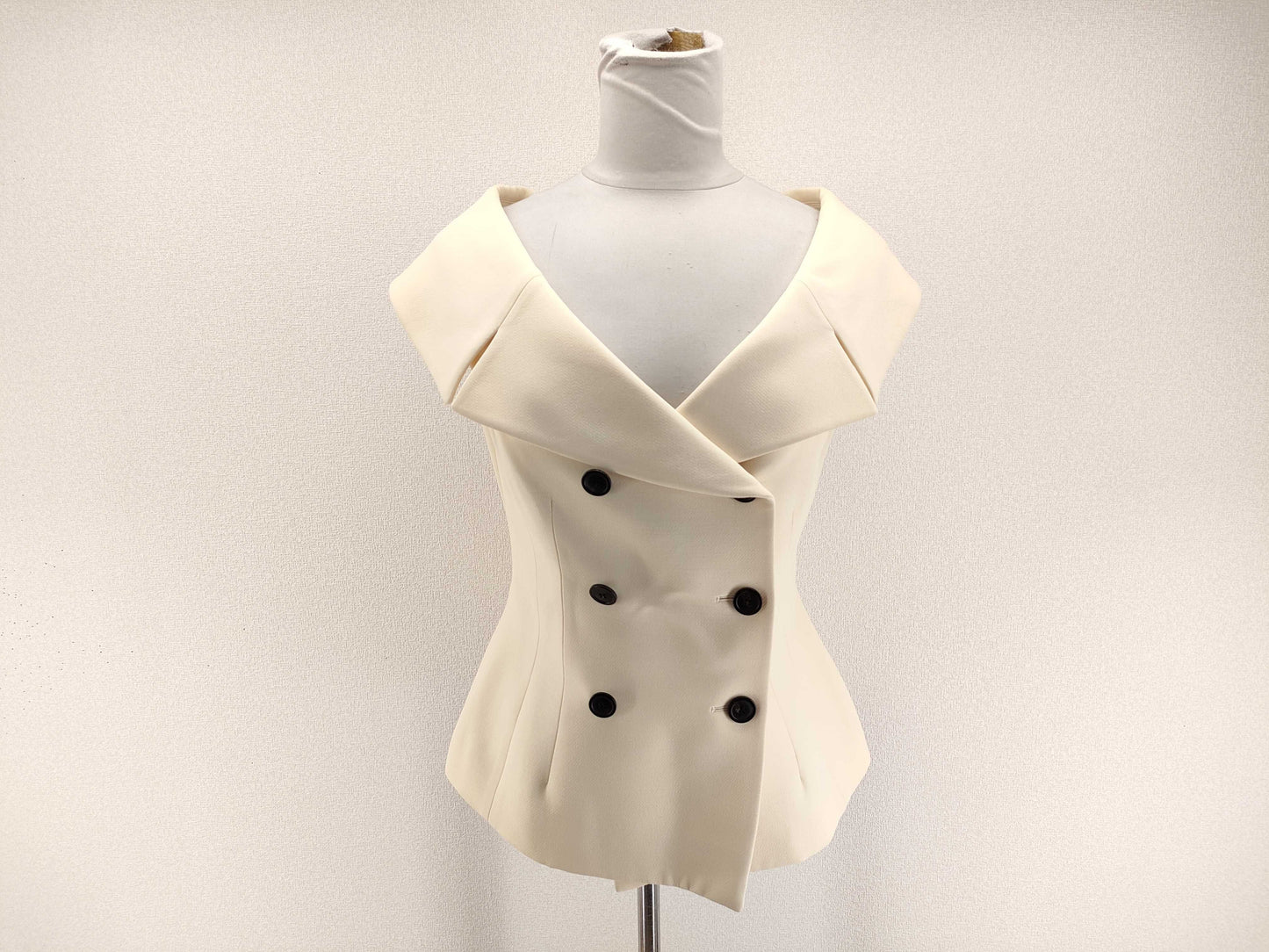 Dior Off-the-Shoulder Double-Breasted French Sleeve Jacket