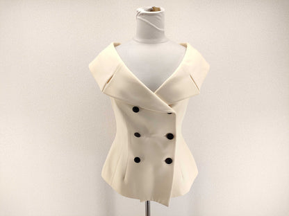 Dior Off-the-Shoulder Double-Breasted French Sleeve Jacket