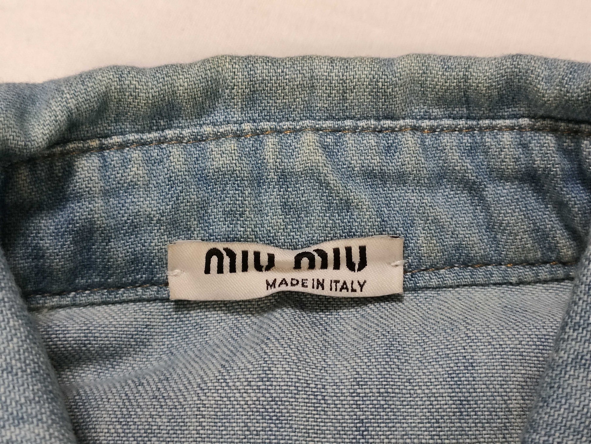 Miu Miu Bubble Sleeve Denim Shirt