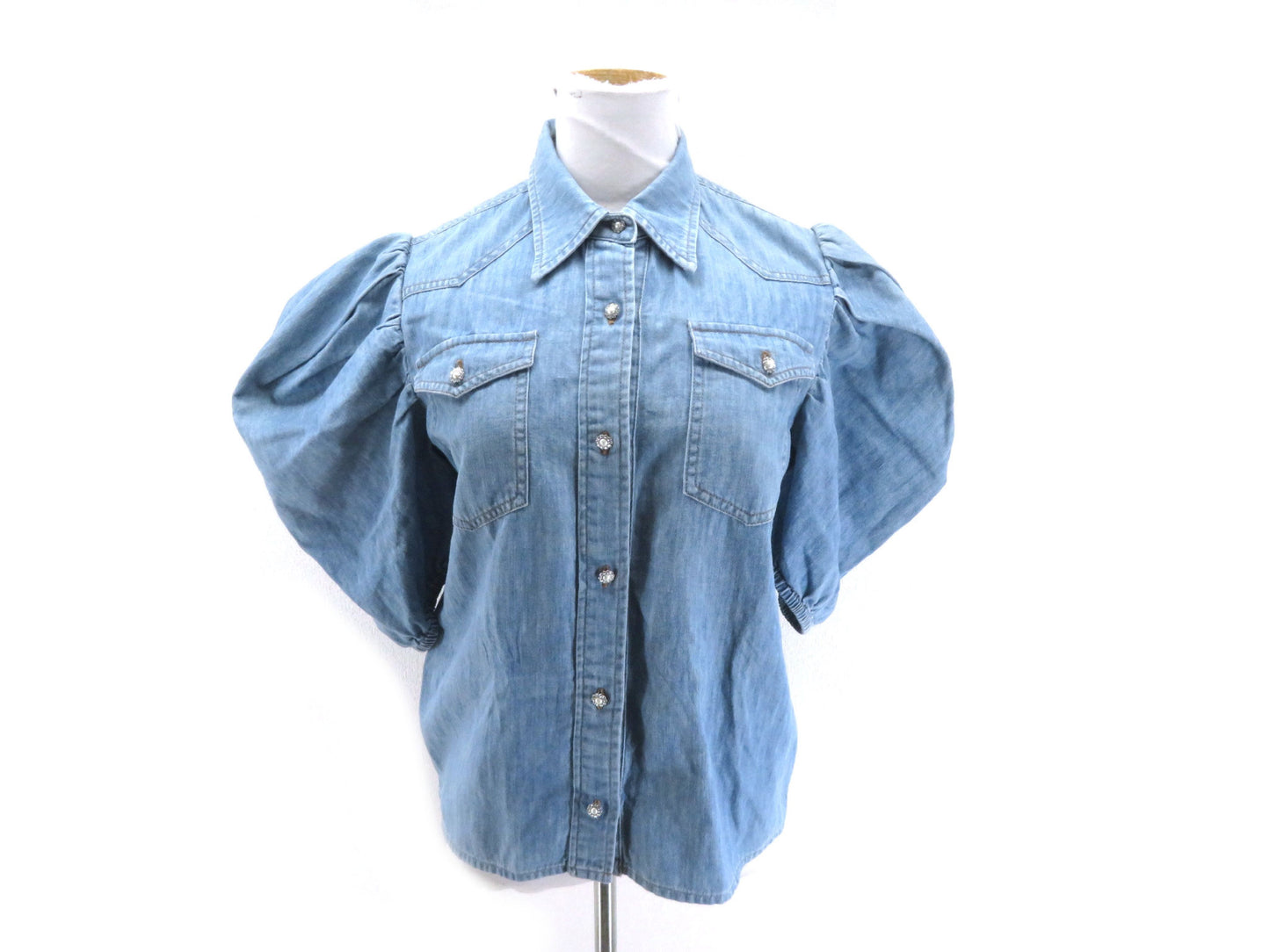 Miu Miu Bubble Sleeve Denim Shirt