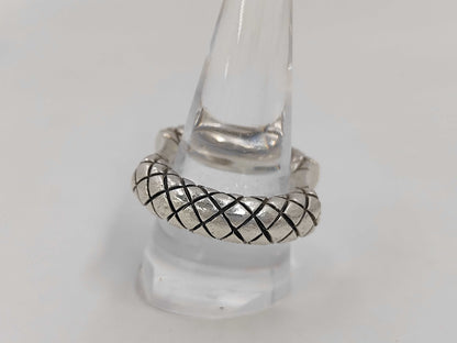 BOTTEGA VENETA Intrecciato Double Cut Silver Ring, SV925, 22.3g