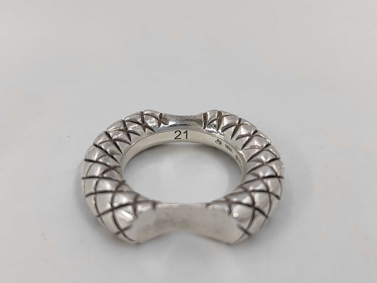 BOTTEGA VENETA Intrecciato Double Cut Silver Ring, SV925, 22.3g
