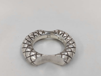 BOTTEGA VENETA Intrecciato Double Cut Silver Ring, SV925, 22.3g