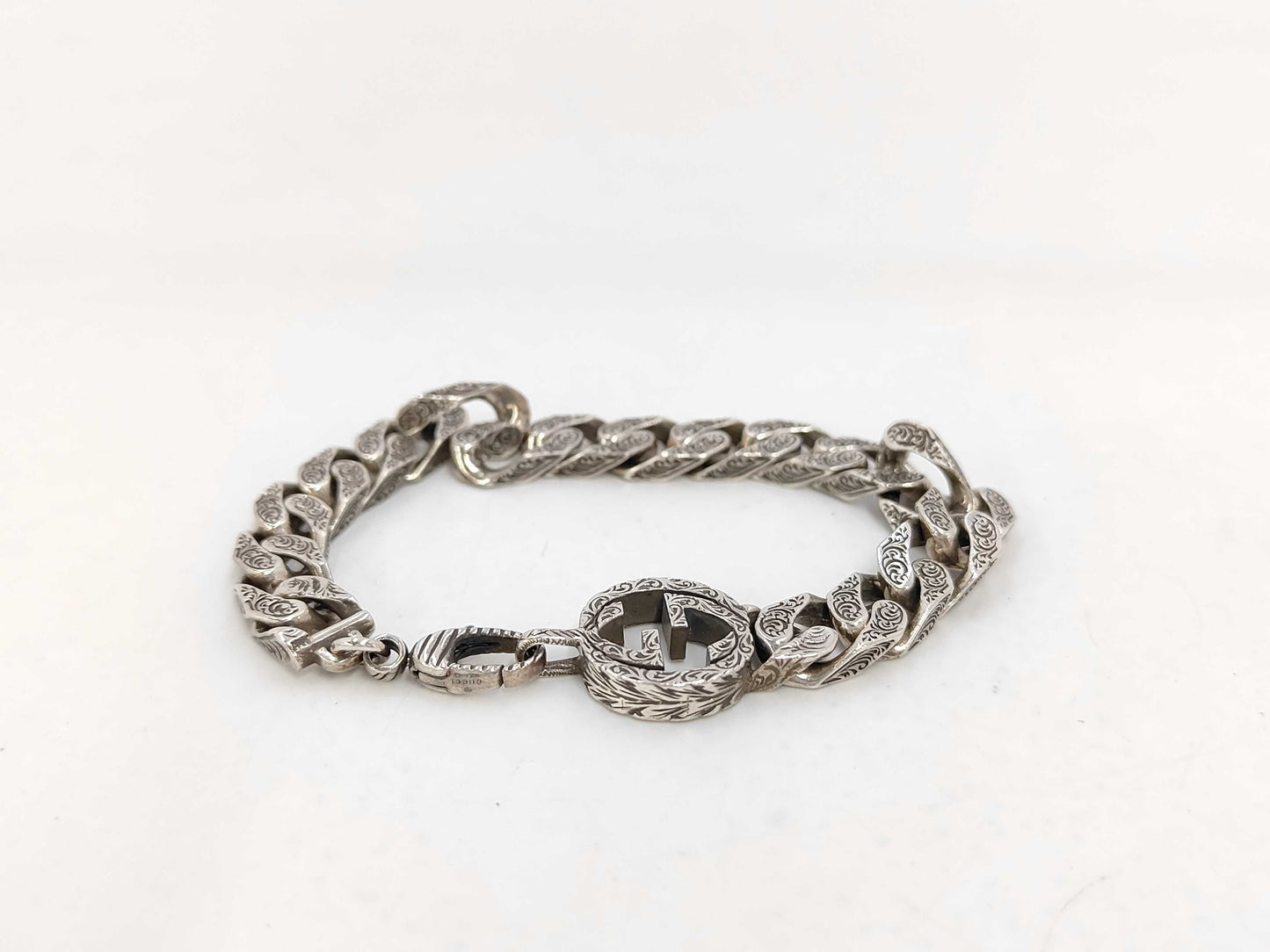 GUCCI Interlocking G Arabesque Bracelet, Ag925, 35.7g, Bracelet/Bangle