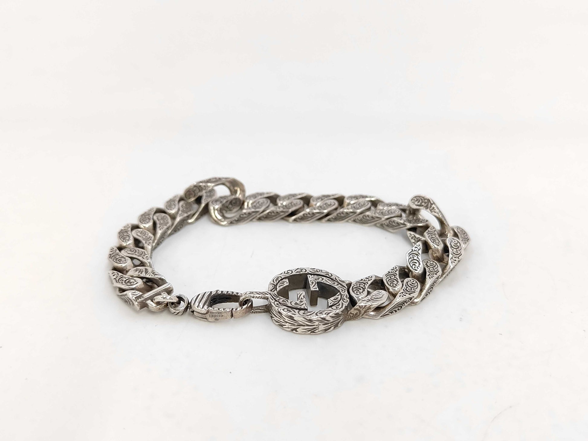 GUCCI Interlocking G Arabesque Bracelet, Ag925, 35.7g, Bracelet/Bangle