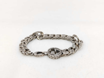 GUCCI Interlocking G Arabesque Bracelet, Ag925, 35.7g, Bracelet/Bangle
