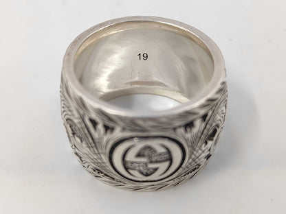 GUCCI Garden Cat Malachite 925 Ring 17.0g