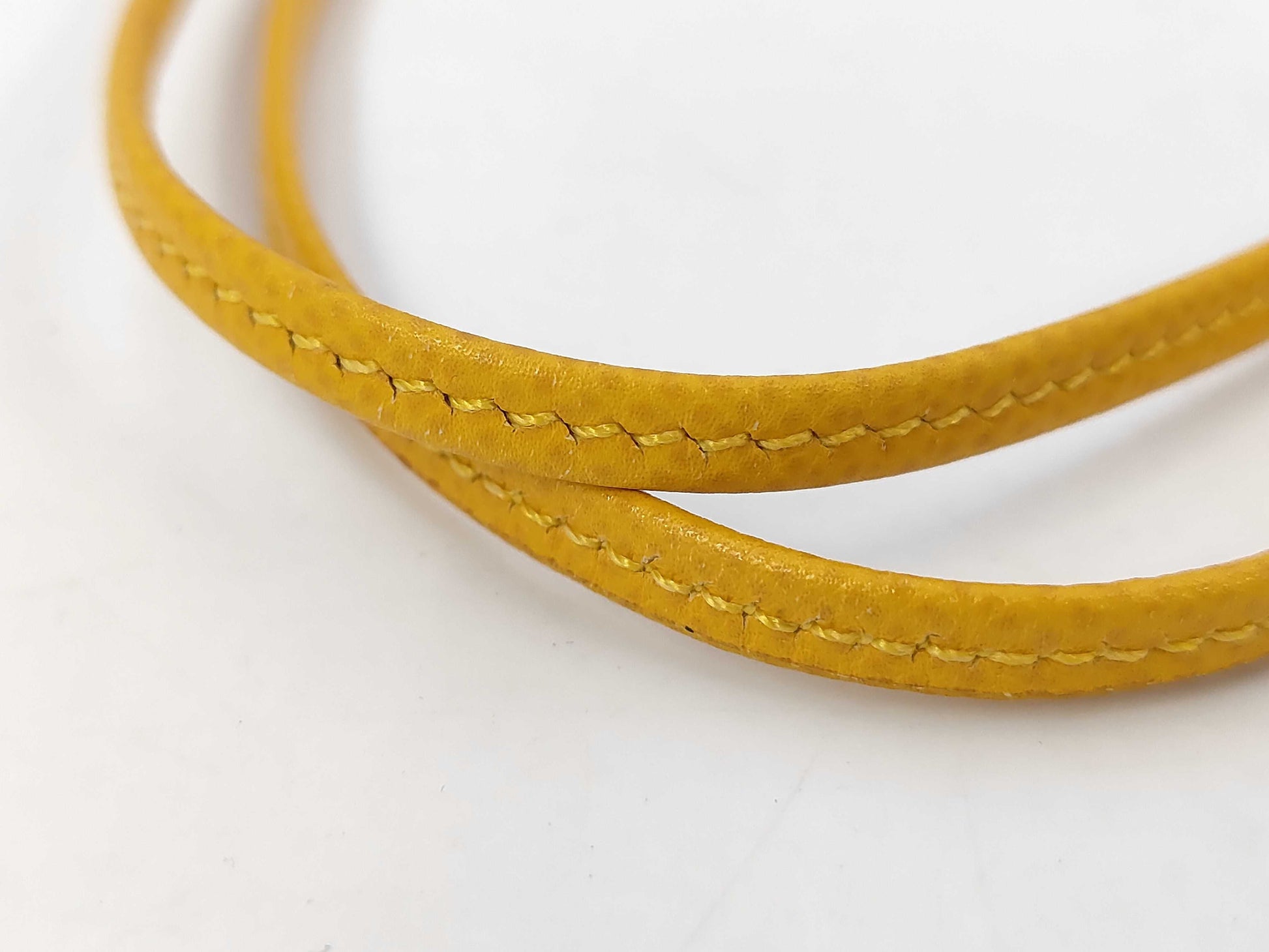 HERMES Sifre Whistle Necklace Leather Yellow Necklace