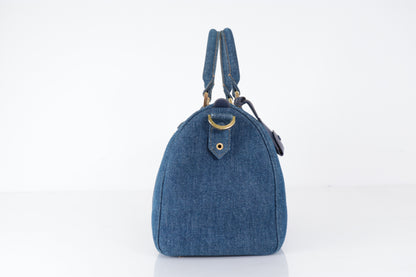 CHANEL Coco Mark Denim Boston Bag, Blue, No. 4