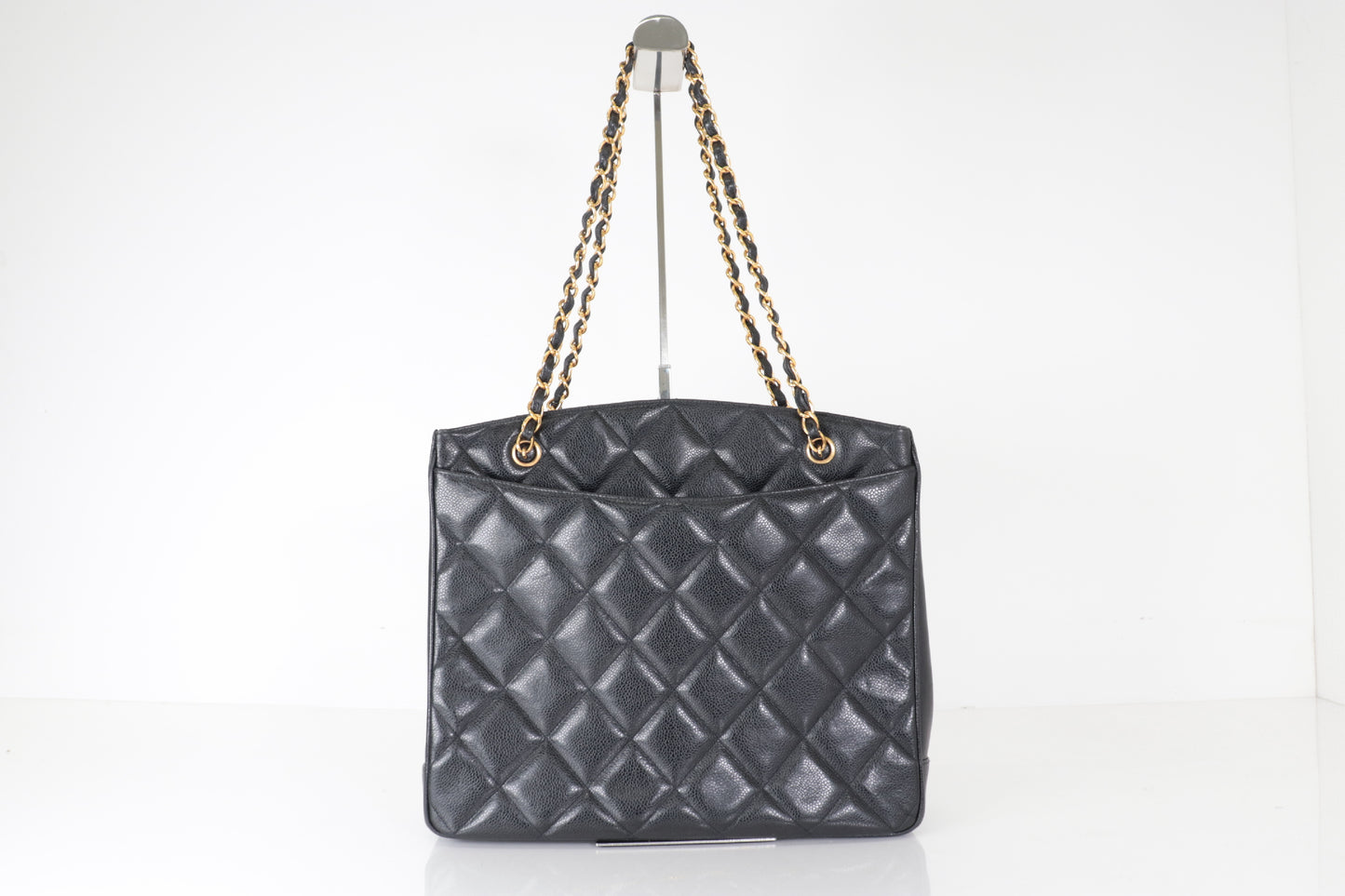 CHANEL Turnlock Caviar Chain Tote Shoulder Bag