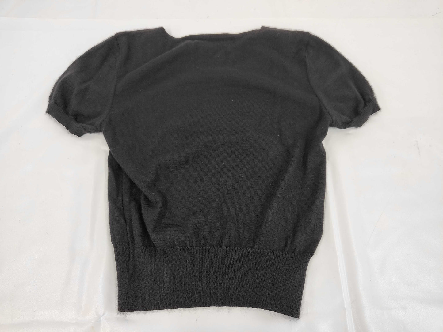 CHANEL CHANEL Cut and Sew T-Shirt P05531V00258 #40 Coco Mark Black Cashmere Top