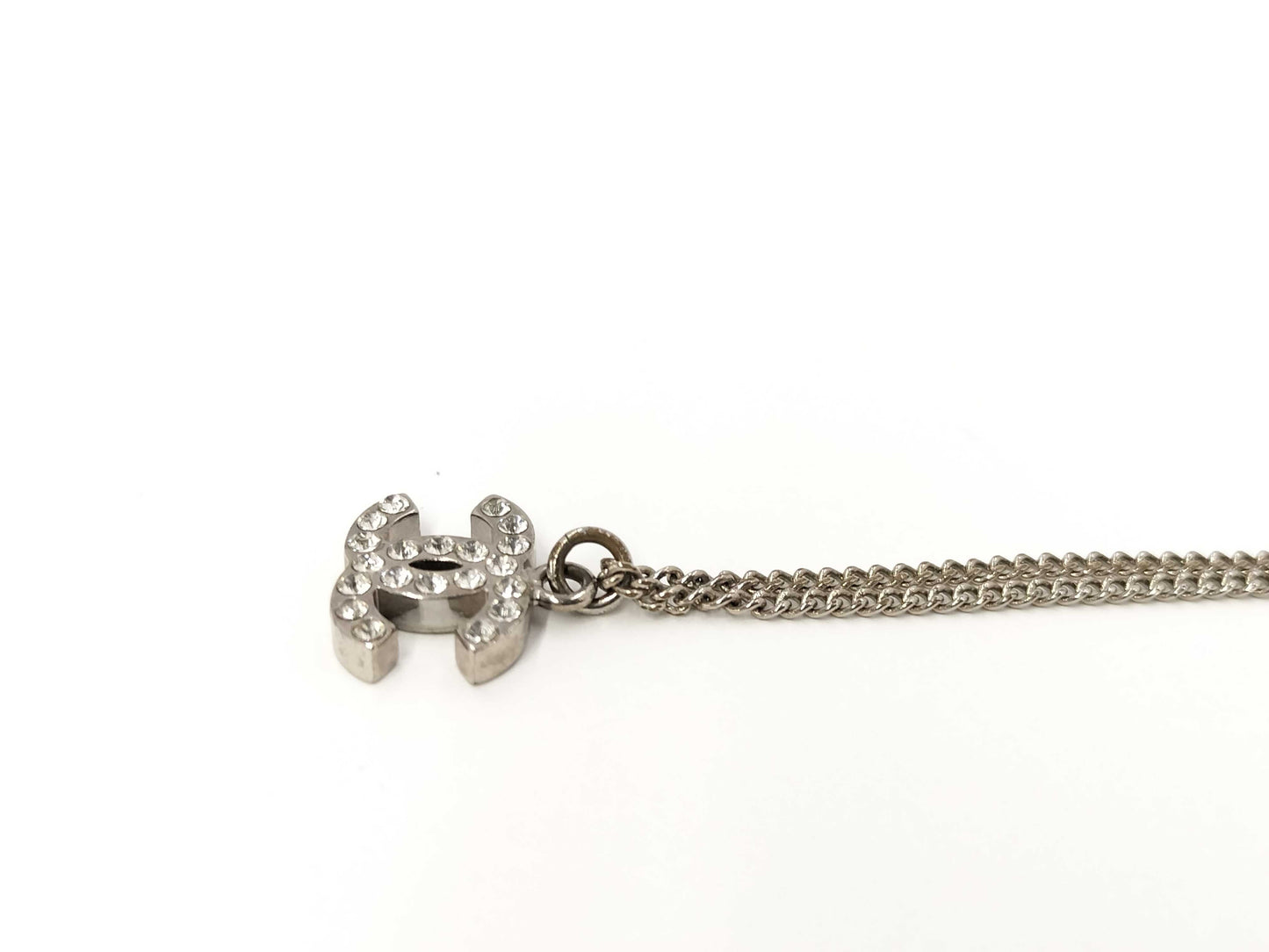 CHANEL CHANEL Necklace Coco Mark Rhinestone Silver B12V Necklace