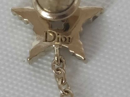 Dior Chain Logo Rhinestone Pearl Star Earrings