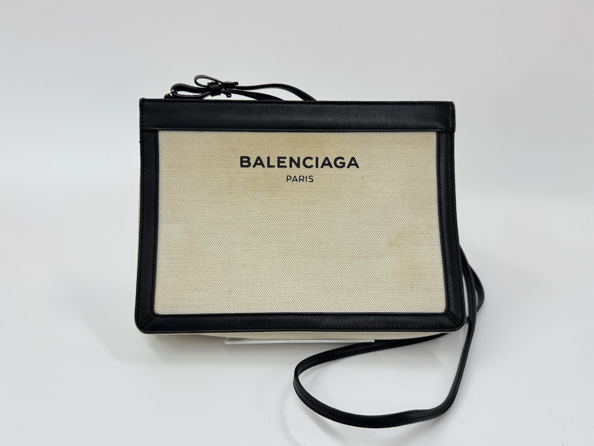 BALENCIAGA Canvas Navy Pochette Shoulder Bag