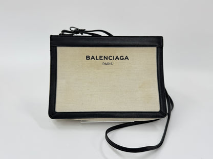BALENCIAGA Canvas Navy Pochette Shoulder Bag
