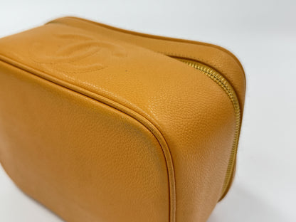 CHANEL Caviar Skin Coco Mark Vanity Handbag Vanity Bag