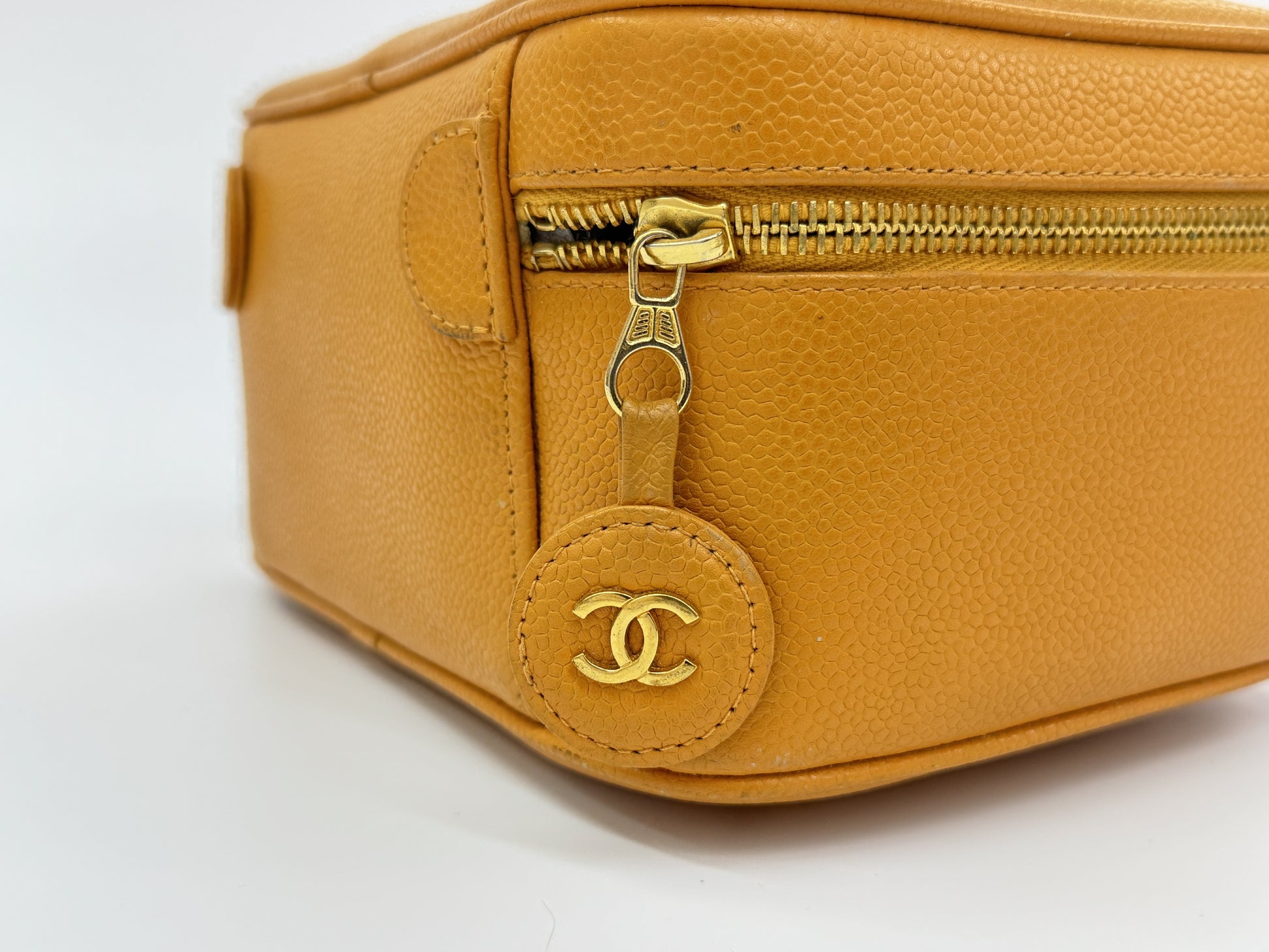 CHANEL Caviar Skin Coco Mark Vanity Handbag Vanity Bag