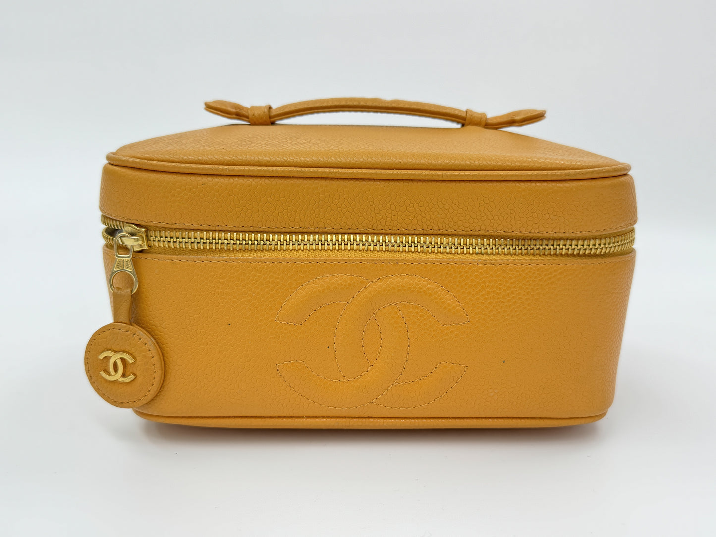 CHANEL Caviar Skin Coco Mark Vanity Handbag Vanity Bag